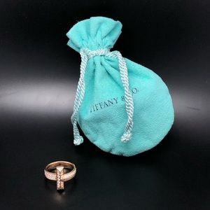 Tiffany & Co 18k Rose Gold T Wide Diamond Ring